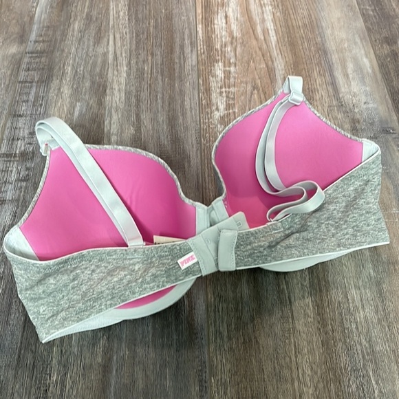 Victoria's Secret PINK Wear Everywhere Tee Shirt Lightly Lined Gray Bra NEW - Picture 4 of 7